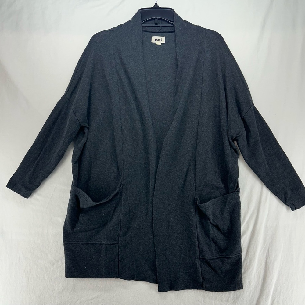 Pact Women's Size XS/S Gray 100% Organic Cotton Open Airplane‎ Cardigan